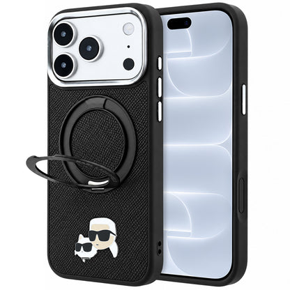 MagSafe-deksel for Apple iPhone 18 Pro / 17 Pro, Karl Lagerfeld, Ring Stand 360 Karl & Choupette Pin, Svart