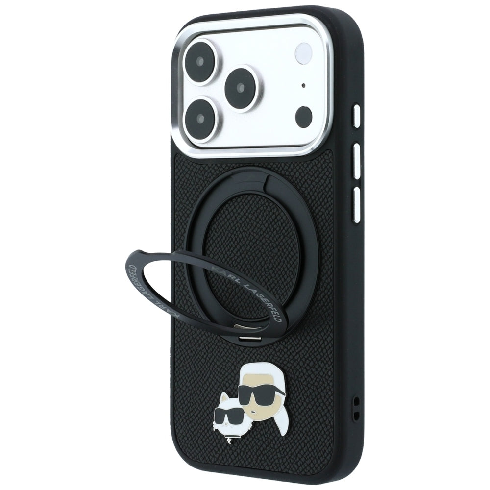 MagSafe-deksel for Apple iPhone 18 Pro / 17 Pro, Karl Lagerfeld, Ring Stand 360 Karl & Choupette Pin, Svart