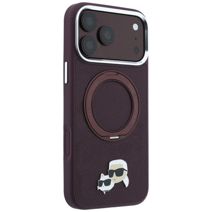 MagSafe-deksel for Apple iPhone 18 Pro / 17 Pro, Karl Lagerfeld, Ring Stand 360 Karl & Choupette Pin, Burgunder
