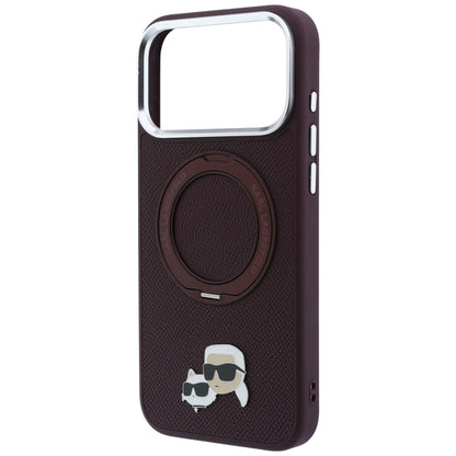 MagSafe-deksel for Apple iPhone 18 Pro / 17 Pro, Karl Lagerfeld, Ring Stand 360 Karl & Choupette Pin, Burgunder
