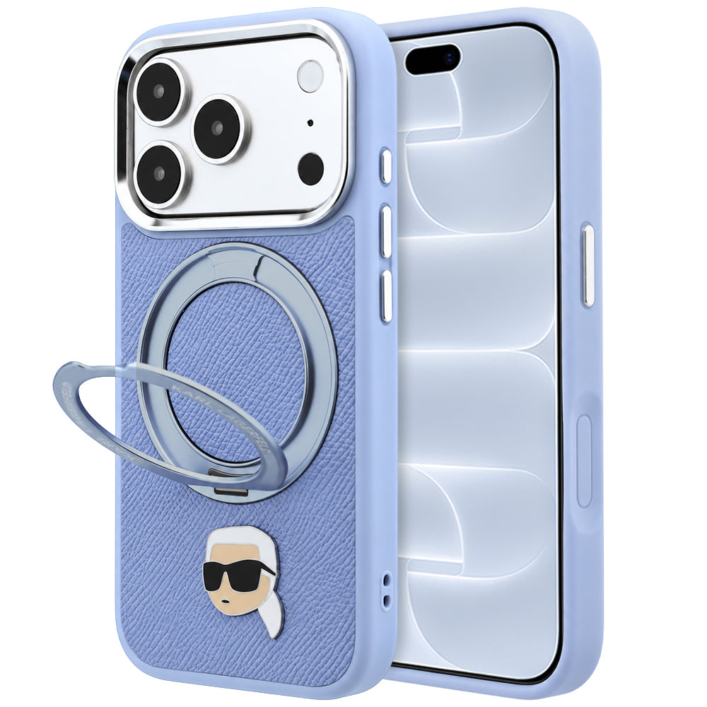 MagSafe-deksel for Apple iPhone 18 Pro / 17 Pro, Karl Lagerfeld, Ring Stand 360 Karl Pin, Blå