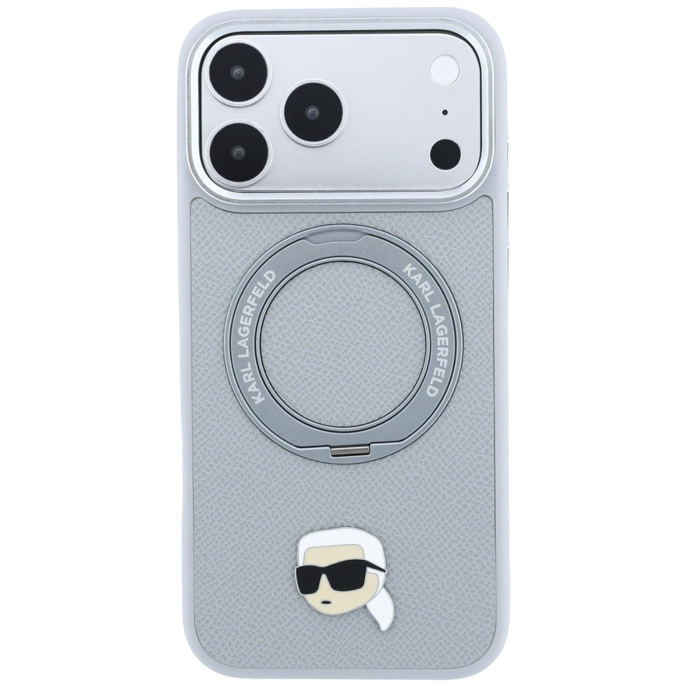 MagSafe-deksel for Apple iPhone 18 Pro / 17 Pro, Karl Lagerfeld, Ring Stand 360 Karl Pin, Grå