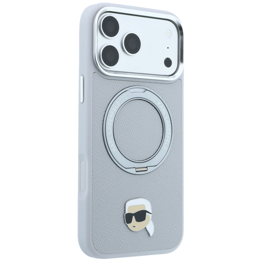 MagSafe-deksel for Apple iPhone 18 Pro / 17 Pro, Karl Lagerfeld, Ring Stand 360 Karl Pin, Grå