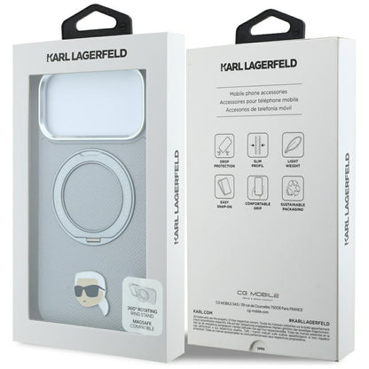 MagSafe-deksel for Apple iPhone 18 Pro / 17 Pro, Karl Lagerfeld, Ring Stand 360 Karl Pin, Grå