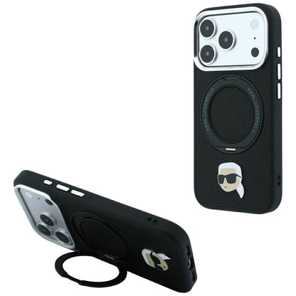 MagSafe-deksel for Apple iPhone 18 Pro / 17 Pro, Karl Lagerfeld, Ring Stand 360 Karl Pin, Svart
