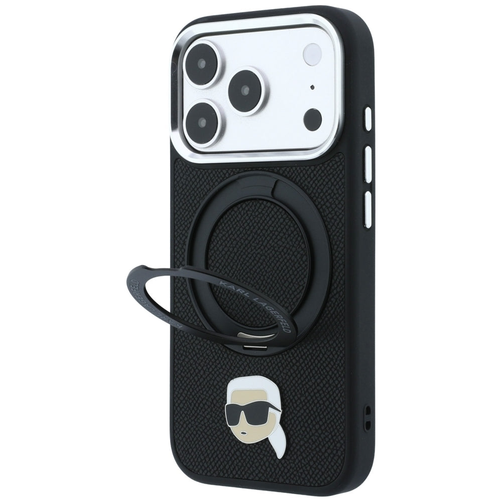 MagSafe-deksel for Apple iPhone 18 Pro / 17 Pro, Karl Lagerfeld, Ring Stand 360 Karl Pin, Svart