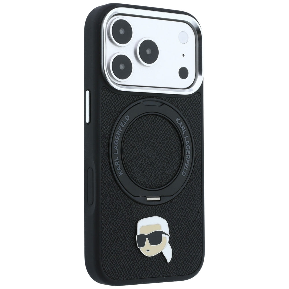 MagSafe-deksel for Apple iPhone 18 Pro / 17 Pro, Karl Lagerfeld, Ring Stand 360 Karl Pin, Svart