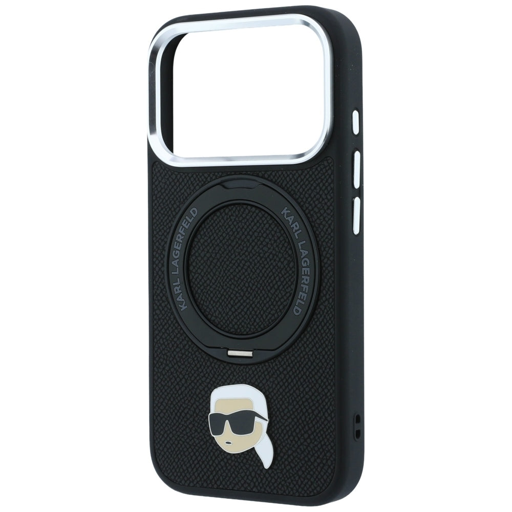 MagSafe-deksel for Apple iPhone 18 Pro / 17 Pro, Karl Lagerfeld, Ring Stand 360 Karl Pin, Svart