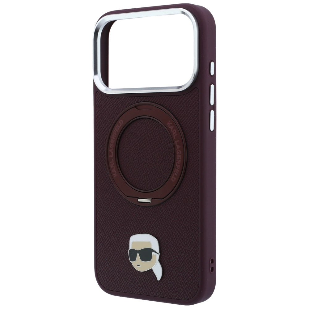 MagSafe-deksel for Apple iPhone 18 Pro / 17 Pro, Karl Lagerfeld, Ring Stand 360 Karl Pin, Burgunder