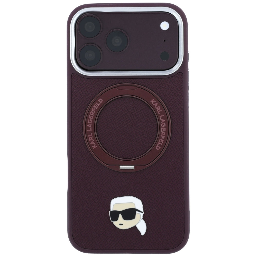 MagSafe-deksel for Apple iPhone 18 Pro / 17 Pro, Karl Lagerfeld, Ring Stand 360 Karl Pin, Burgunder