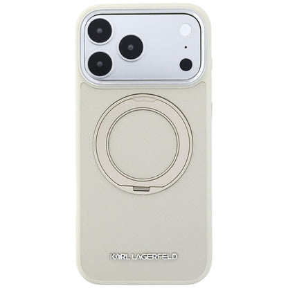 MagSafe-deksel til Apple iPhone 18 Pro / 17 Pro, Karl Lagerfeld, Ring Stand 360 Saffiano, beige
