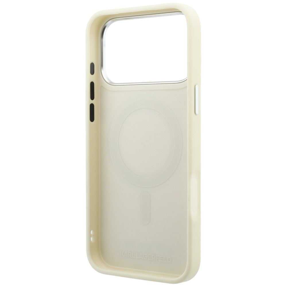 MagSafe-deksel til Apple iPhone 18 Pro / 17 Pro, Karl Lagerfeld, Ring Stand 360 Saffiano, beige
