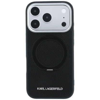 MagSafe-deksel for Apple iPhone 18 Pro / 17 Pro, Karl Lagerfeld, Ring Stand 360 Saffiano, Svart