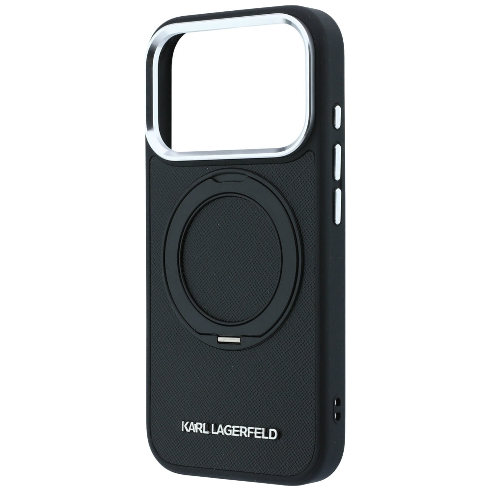 MagSafe-deksel for Apple iPhone 18 Pro / 17 Pro, Karl Lagerfeld, Ring Stand 360 Saffiano, Svart
