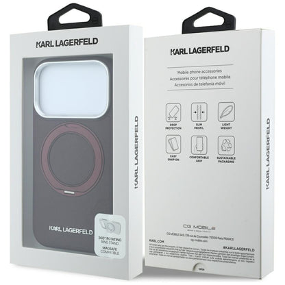 MagSafe-deksel til Apple iPhone 18 Pro / 17 Pro, Karl Lagerfeld, Ring Stand 360 Saffiano, burgunderrød