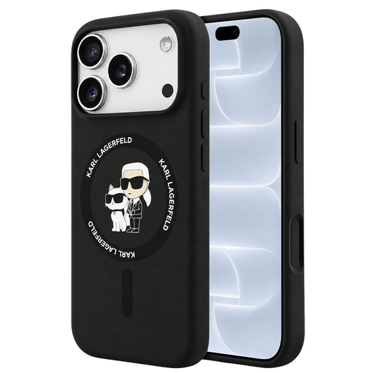 MagSafe-deksel for Apple iPhone 18 Pro / 17 Pro, Karl Lagerfeld, Silicone Ring Karl & Choupette, Svart