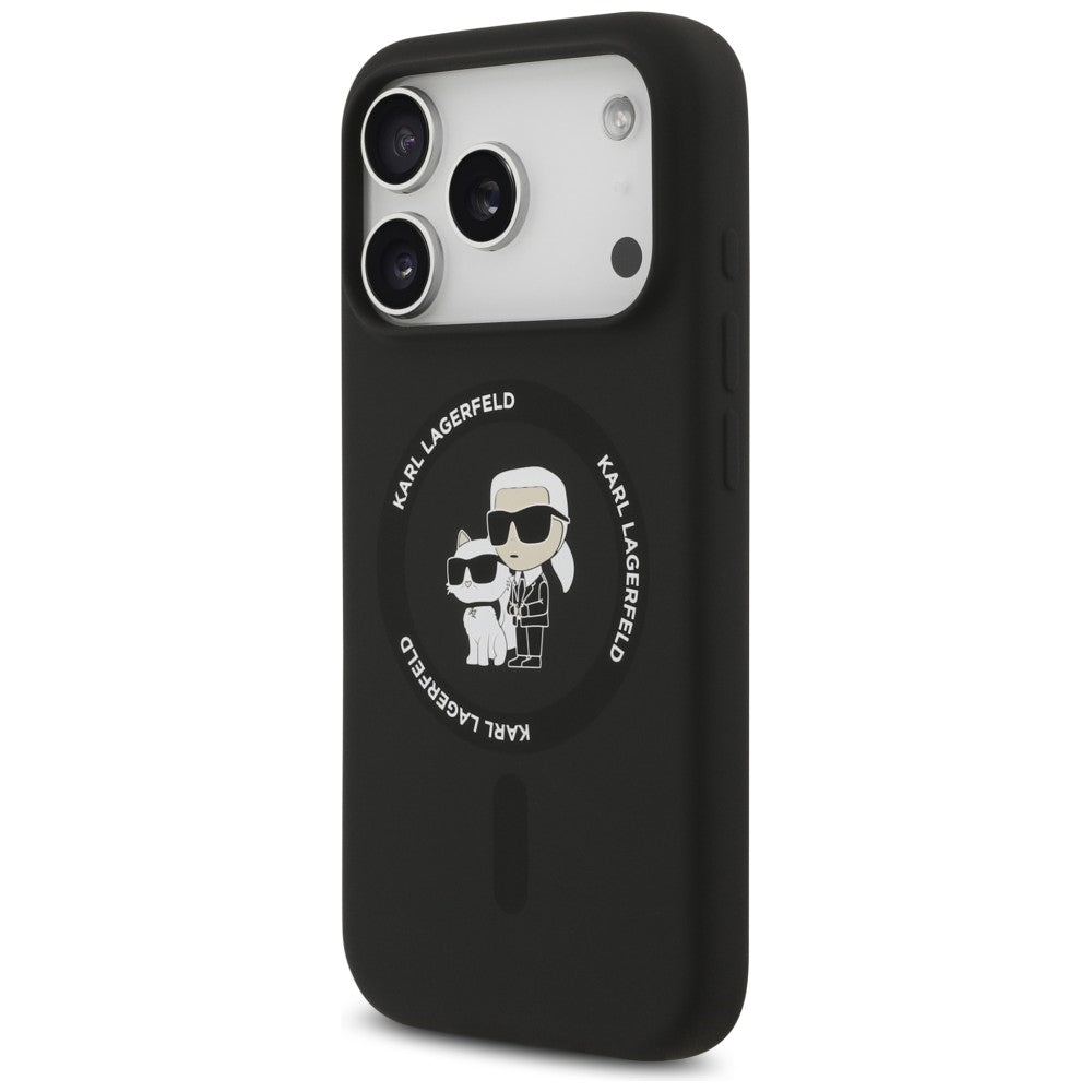 MagSafe-deksel for Apple iPhone 18 Pro / 17 Pro, Karl Lagerfeld, Silicone Ring Karl & Choupette, Svart
