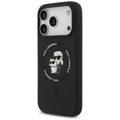 MagSafe-deksel for Apple iPhone 18 Pro / 17 Pro, Karl Lagerfeld, Silicone Ring Karl & Choupette, Svart