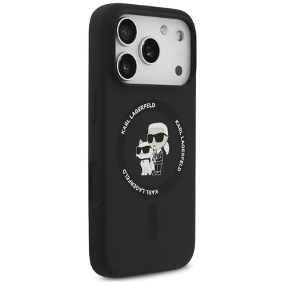 MagSafe-deksel for Apple iPhone 18 Pro / 17 Pro, Karl Lagerfeld, Silicone Ring Karl & Choupette, Svart