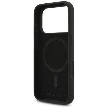 MagSafe-deksel for Apple iPhone 18 Pro / 17 Pro, Karl Lagerfeld, Silicone Ring Karl & Choupette, Svart