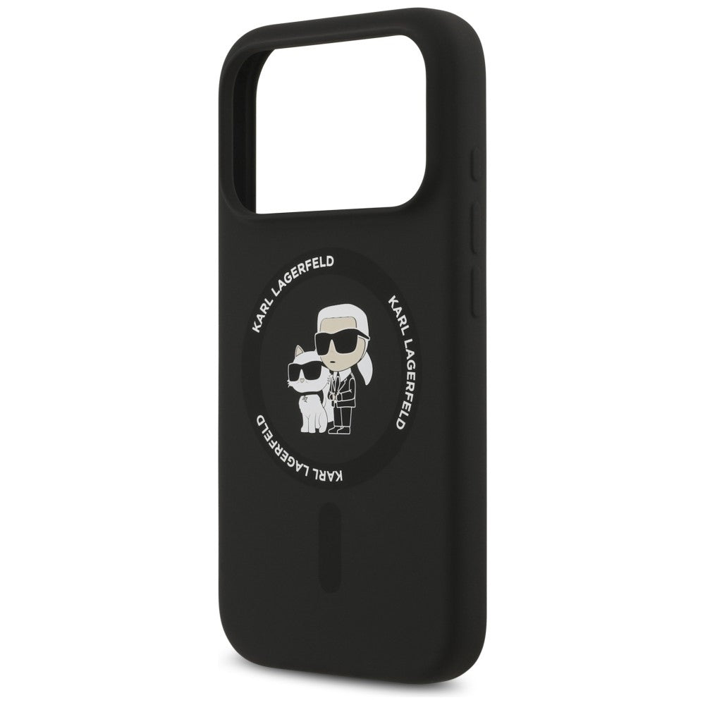 MagSafe-deksel for Apple iPhone 18 Pro / 17 Pro, Karl Lagerfeld, Silicone Ring Karl & Choupette, Svart