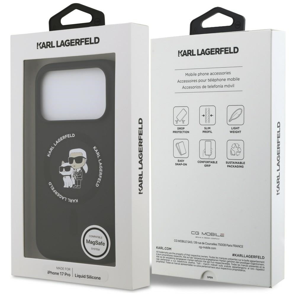 MagSafe-deksel for Apple iPhone 18 Pro / 17 Pro, Karl Lagerfeld, Silicone Ring Karl & Choupette, Svart