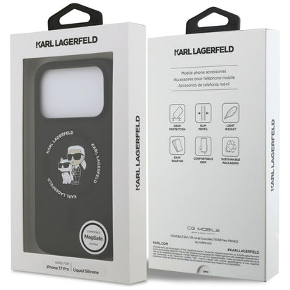 MagSafe-deksel for Apple iPhone 18 Pro / 17 Pro, Karl Lagerfeld, Silicone Ring Karl & Choupette, Svart