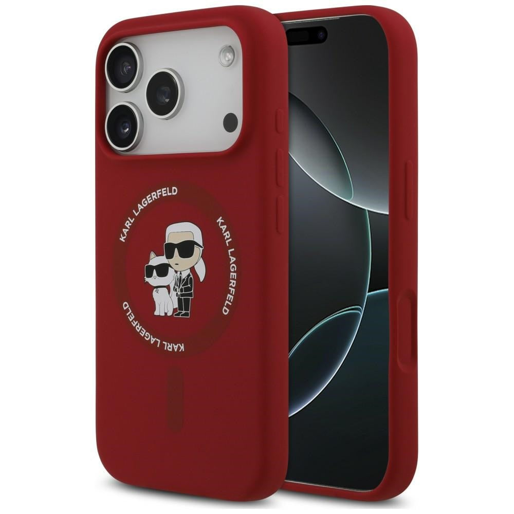 MagSafe-deksel til Apple iPhone 18 Pro / 17 Pro, Karl Lagerfeld, Silicone Ring Karl & Choupette, rosa