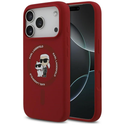 MagSafe-deksel til Apple iPhone 18 Pro / 17 Pro, Karl Lagerfeld, Silicone Ring Karl & Choupette, rosa