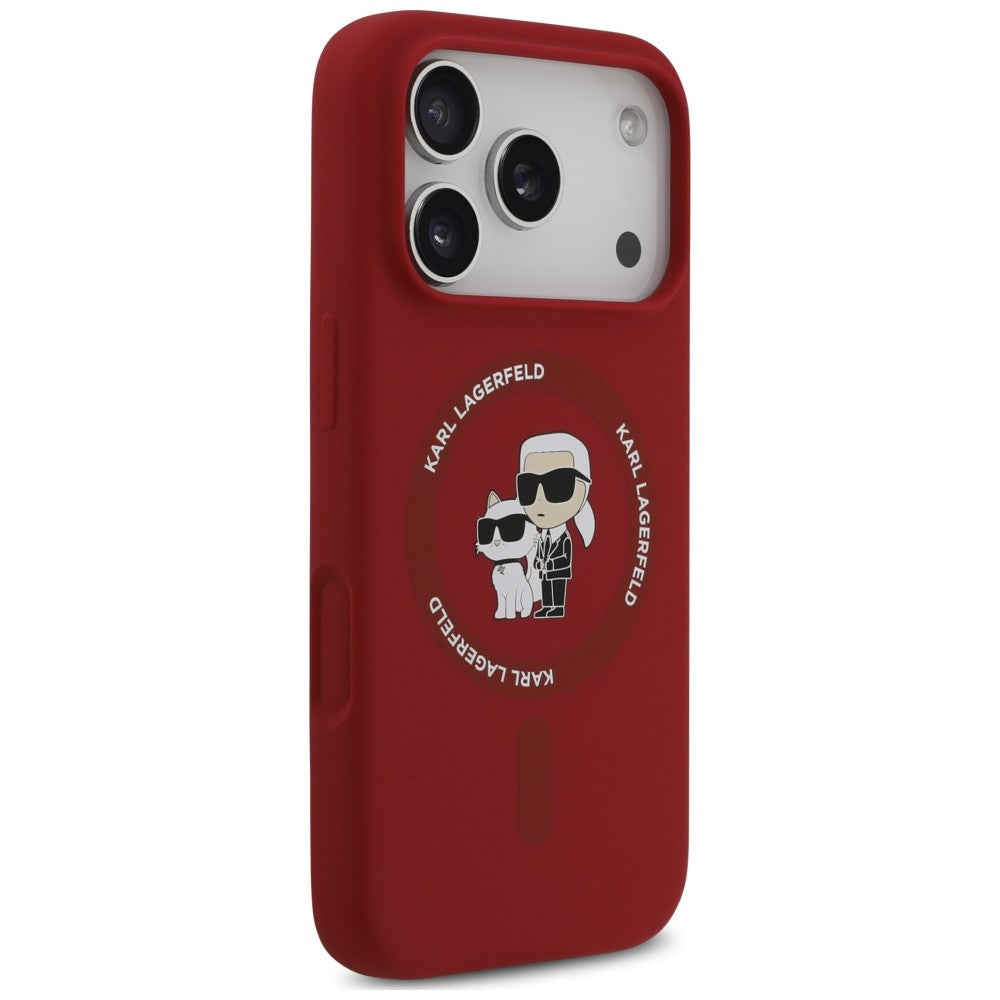 MagSafe-deksel til Apple iPhone 18 Pro / 17 Pro, Karl Lagerfeld, Silicone Ring Karl & Choupette, rosa