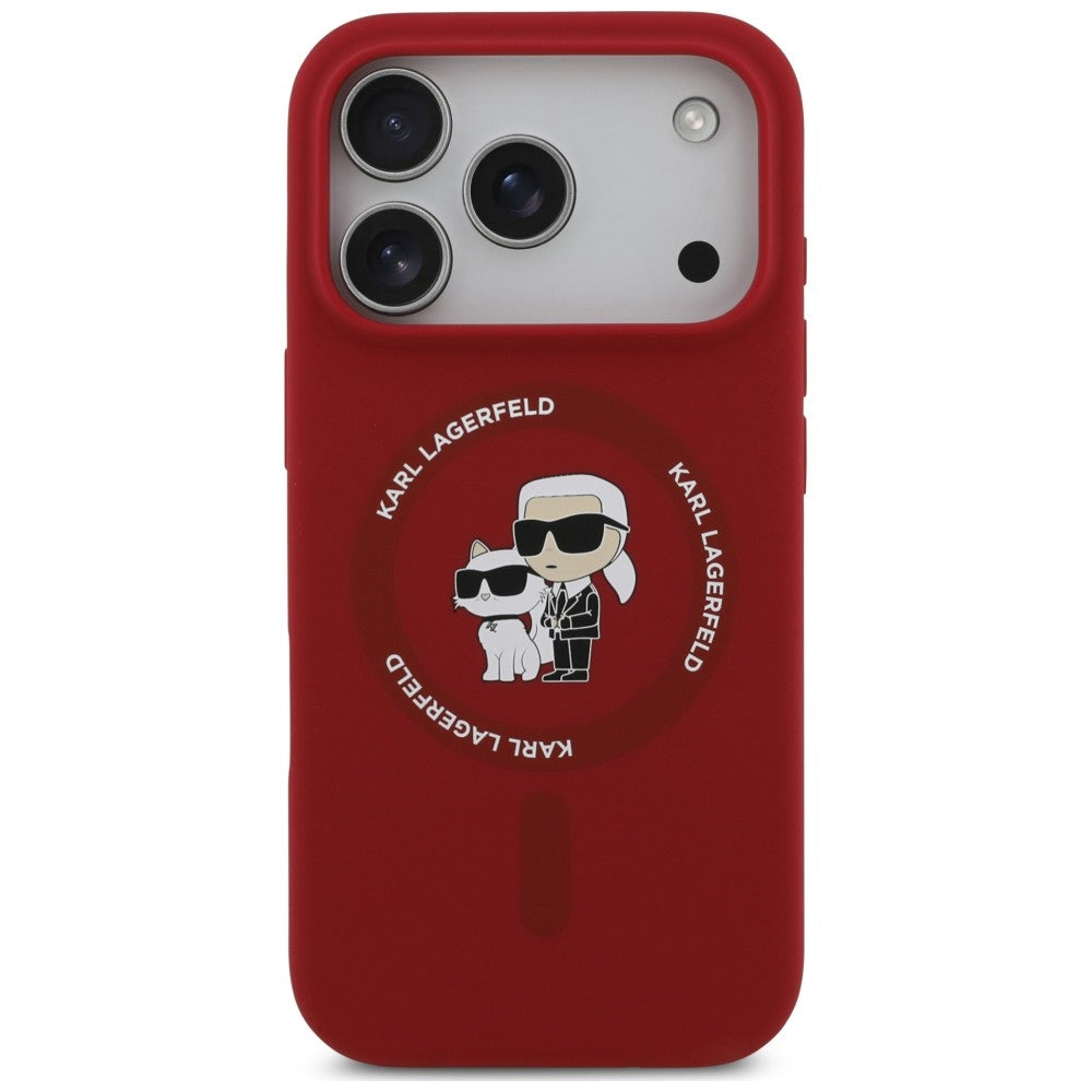MagSafe-deksel til Apple iPhone 18 Pro / 17 Pro, Karl Lagerfeld, Silicone Ring Karl & Choupette, rosa