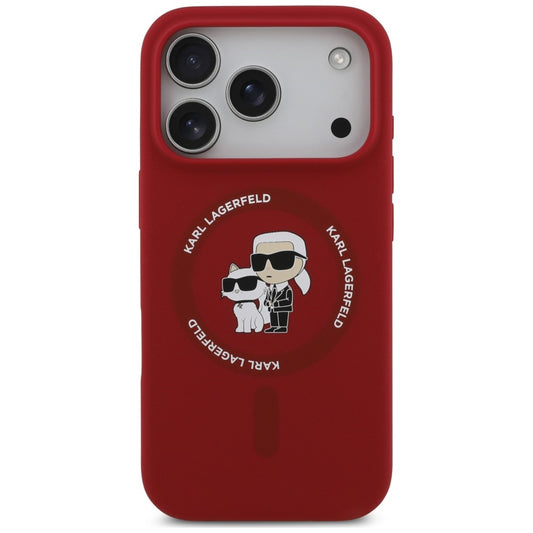 MagSafe-deksel til Apple iPhone 18 Pro / 17 Pro, Karl Lagerfeld, Silicone Ring Karl & Choupette, rosa