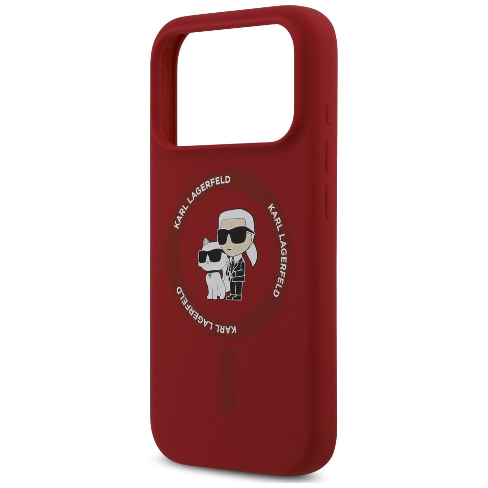 MagSafe-deksel til Apple iPhone 18 Pro / 17 Pro, Karl Lagerfeld, Silicone Ring Karl & Choupette, rosa