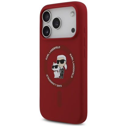 MagSafe-deksel til Apple iPhone 18 Pro / 17 Pro, Karl Lagerfeld, Silicone Ring Karl & Choupette, rosa