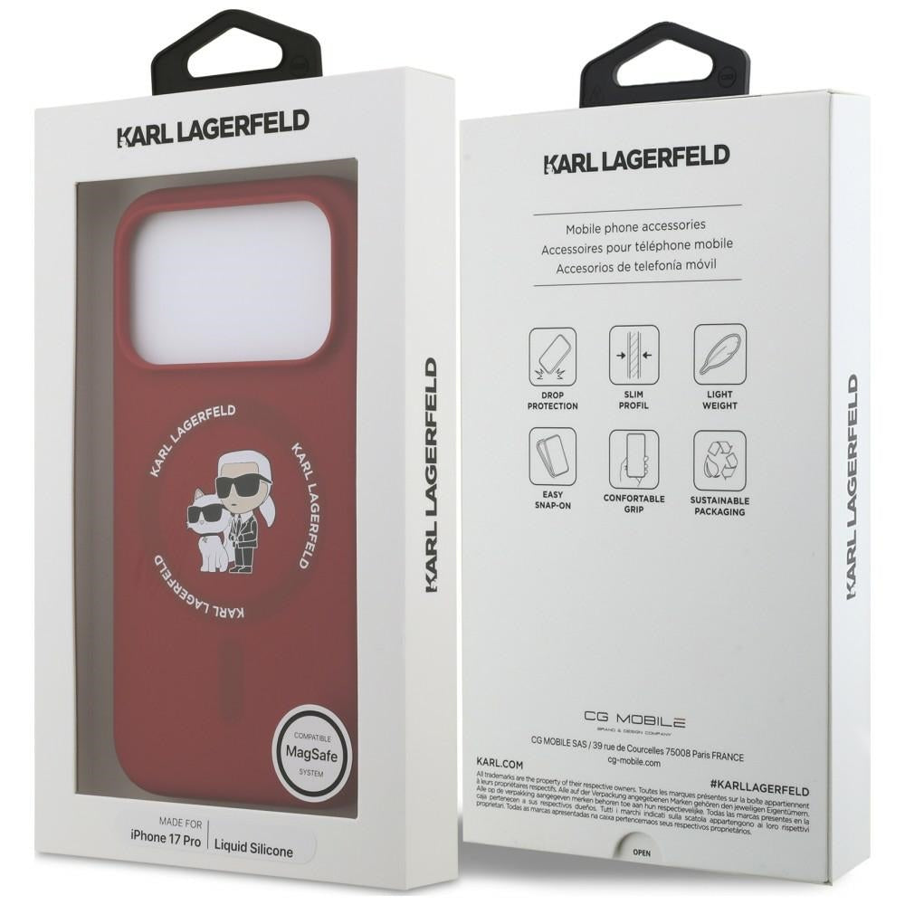 MagSafe-deksel til Apple iPhone 18 Pro / 17 Pro, Karl Lagerfeld, Silicone Ring Karl & Choupette, rosa