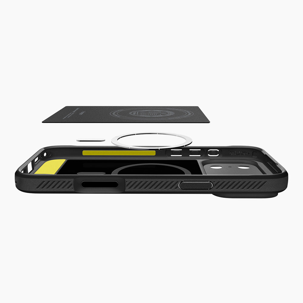 MagSafe-deksel for Apple iPhone 18 Pro / 17 Pro, Spigen, Rugged Armor, Matt svart ACS12147
