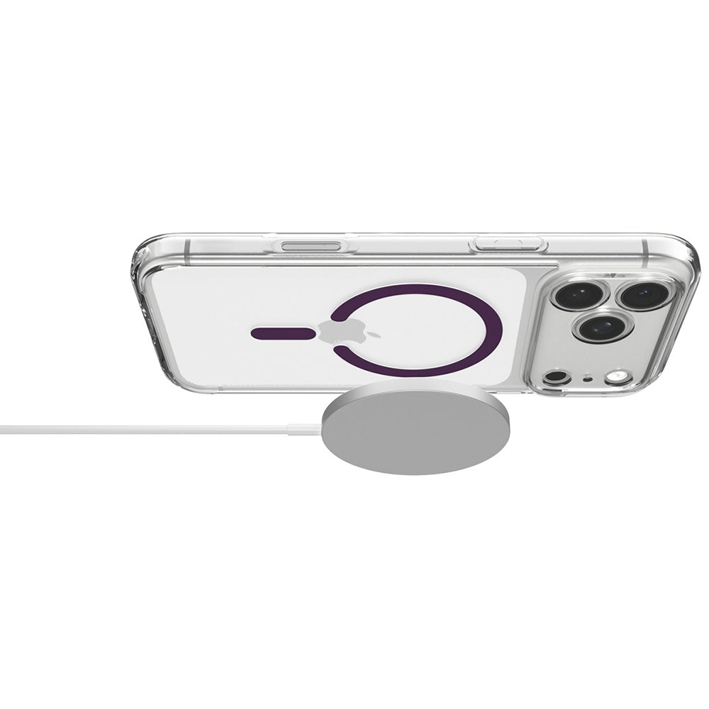 MagSafe-deksel til Apple iPhone 18 Pro / 17 Pro, Spigen, Ultra Hybrid, gjennomsiktig burgunder ACS12335