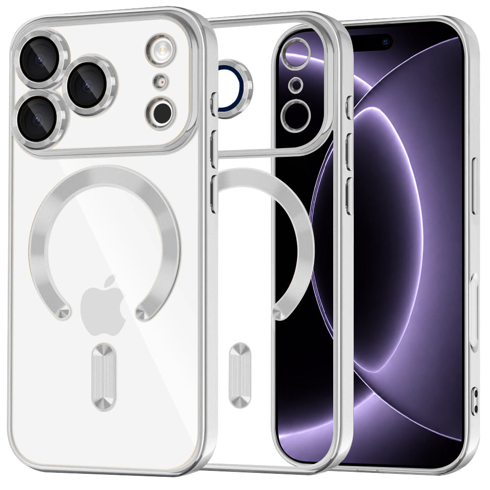 MagSafe-deksel for Apple iPhone 18 Pro / 17 Pro, Techsuit, Luxury Crystal, Sølv