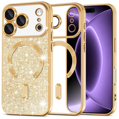 MagSafe-deksel for Apple iPhone 18 Pro / 17 Pro, Techsuit, Luxury Glitter, Gull