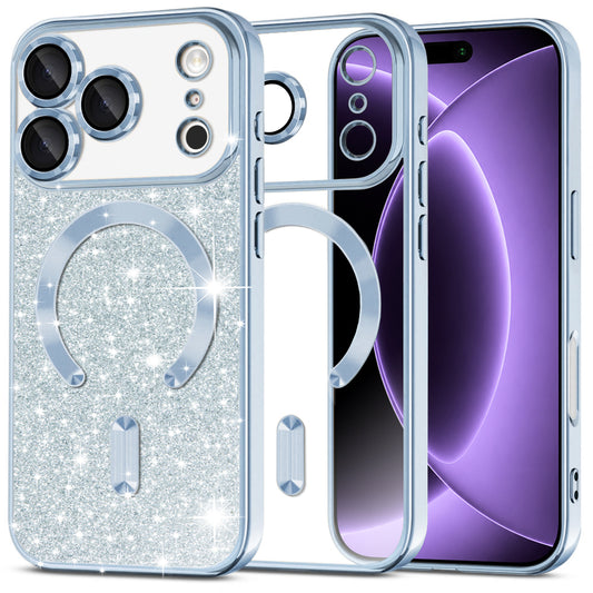 MagSafe-deksel for Apple iPhone 18 Pro / 17 Pro, Techsuit, Luxury Glitter, Bleu