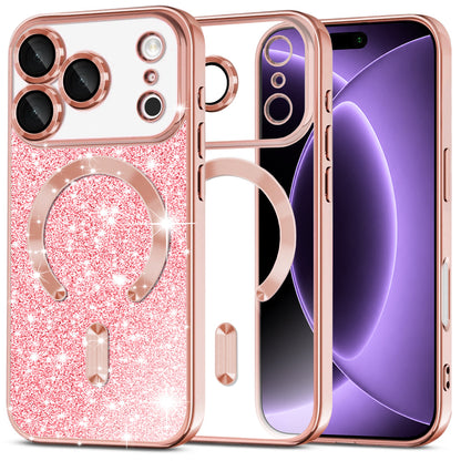 MagSafe-deksel for Apple iPhone 18 Pro / 17 Pro, Techsuit, Luxury Glitter, Rosa Gull
