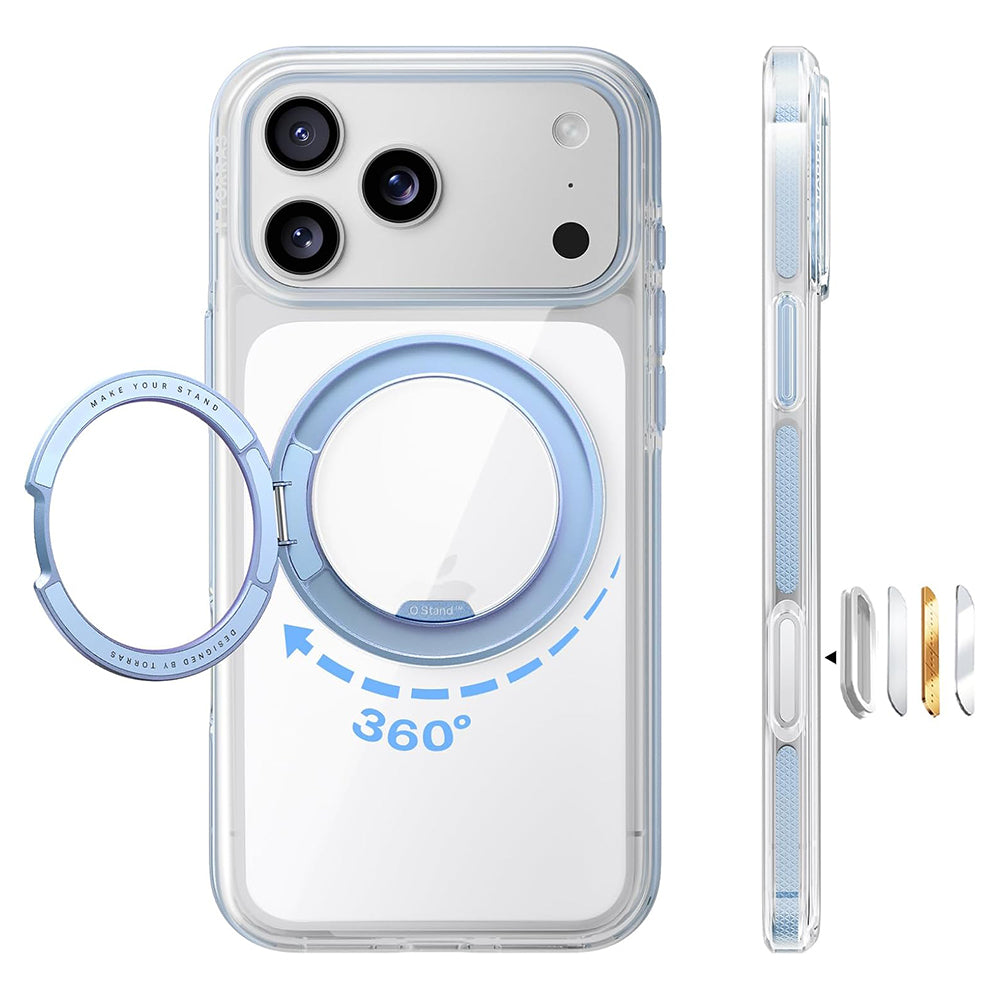MagSafe-deksel for Apple iPhone 18 Pro / 17 Pro, Torras, Ostand O3 Light, Blå