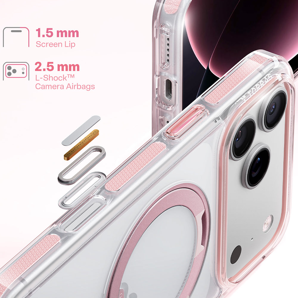 MagSafe-deksel for Apple iPhone 18 Pro / 17 Pro, Torras, Ostand O3 Light, Rosa