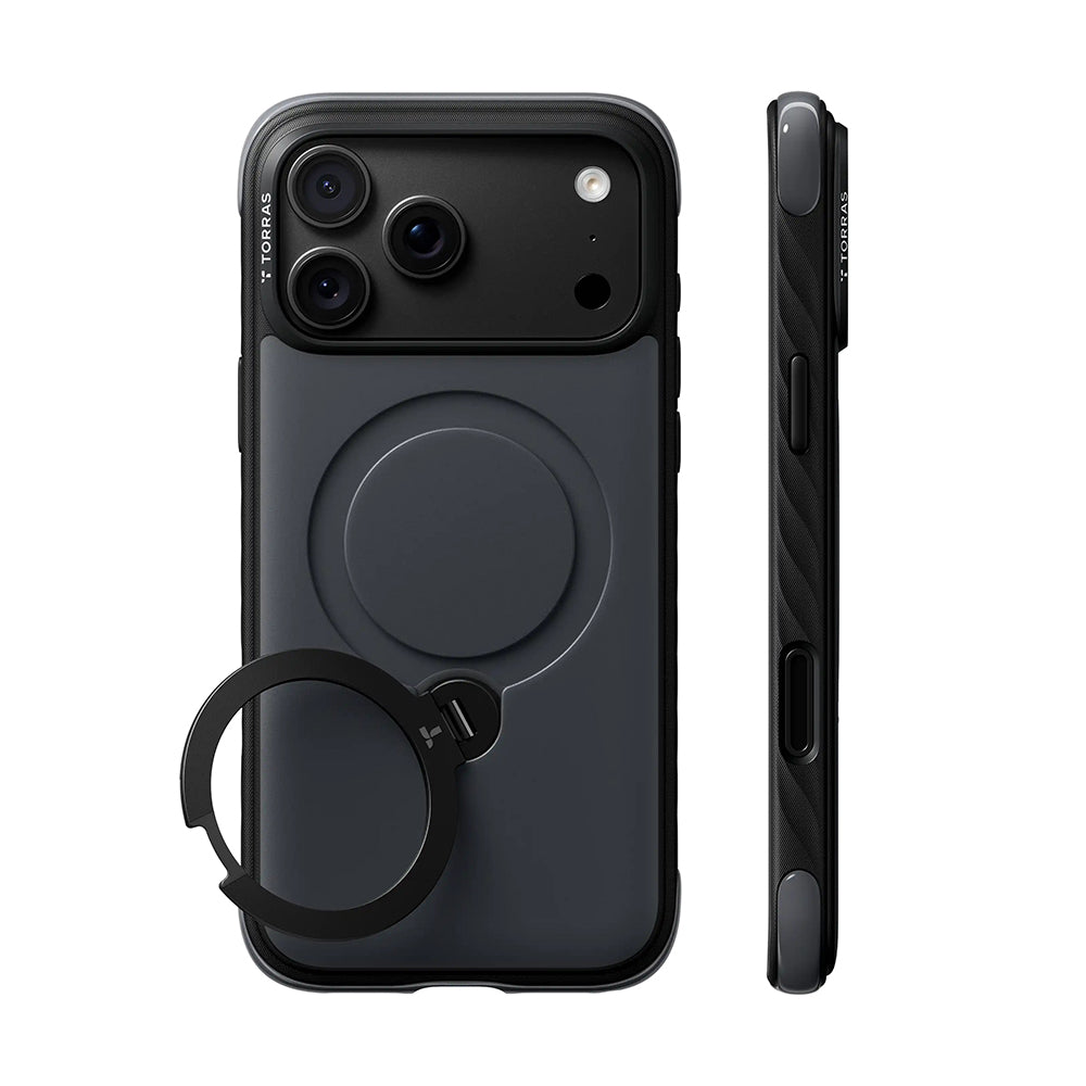 MagSafe-deksel for Apple iPhone 18 Pro / 17 Pro, Torras, Ostand Q3 Rugged, Svart