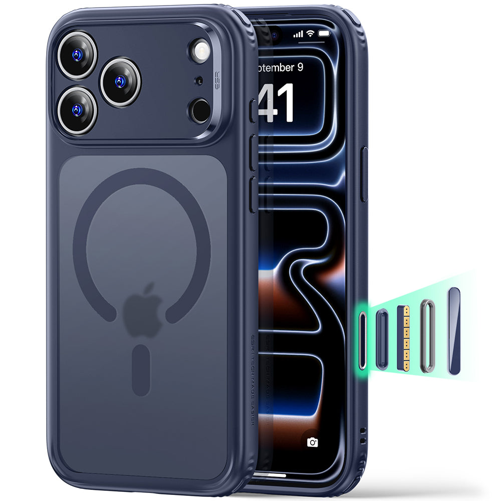 MagSafe-deksel for Apple iPhone 18 Pro, ESR, Classic Hybrid, Satinert Blå