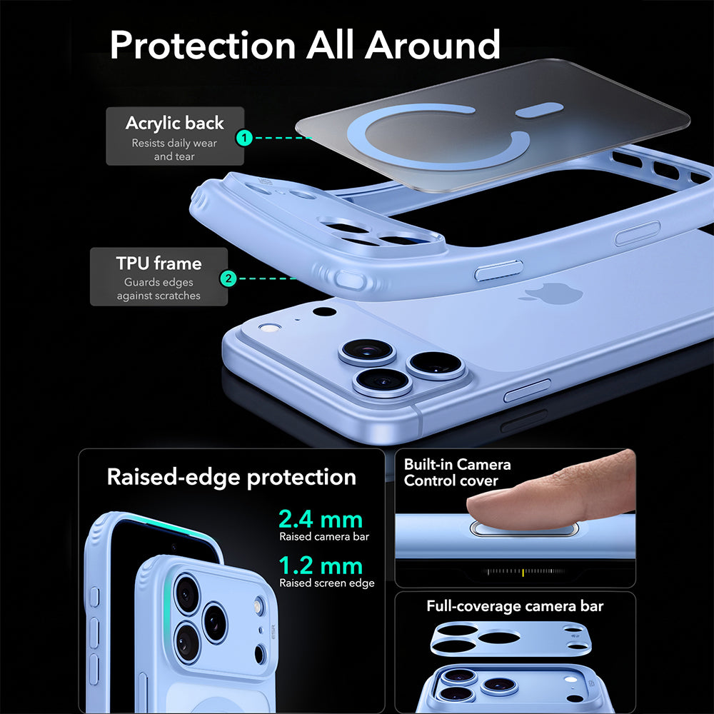 MagSafe-deksel for Apple iPhone 18 Pro, ESR, Classic Hybrid, Satinert Blå