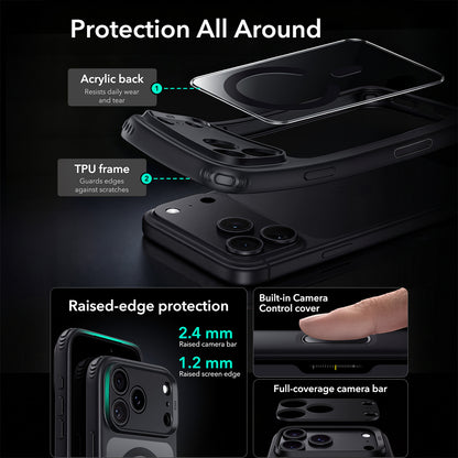 MagSafe-deksel for Apple iPhone 18 Pro, ESR, Classic Hybrid, Svart Transparent