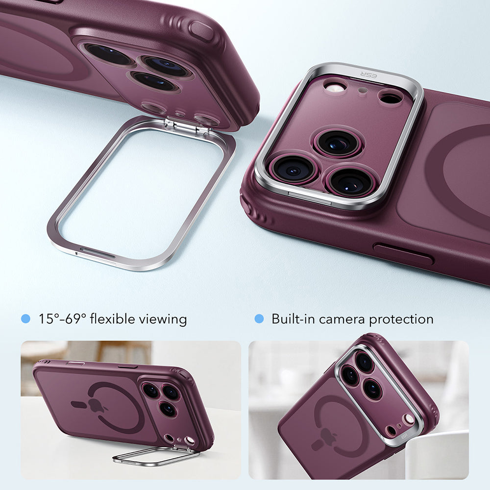 MagSafe-deksel for Apple iPhone 18 Pro Max / 17 Pro Max, ESR, Classic Hybrid Kickstand, Mørk Satinert Burgunder