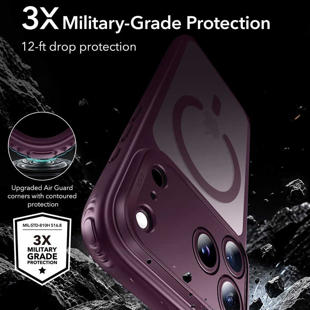 MagSafe-deksel for Apple iPhone 18 Pro Max / 17 Pro Max, ESR, Classic Hybrid, Mørk Rød Satinert