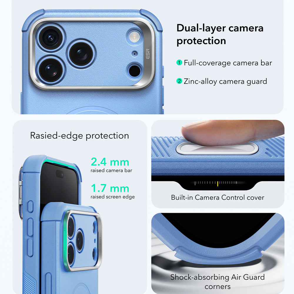 MagSafe-deksel for Apple iPhone 18 Pro Max / 17 Pro Max, ESR, Cyber Armor Kickstand, Blå